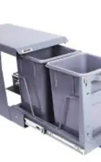 سطل زباله کابینتی ریلی درب بازشو دو مخزنه