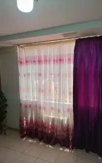 پرده حریر شیشه ای  و شال
