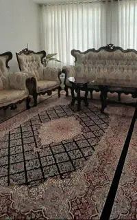 مبلمان ۹ نفره چوب راش سلطنتی و میز غذا خوری ۸ نفره