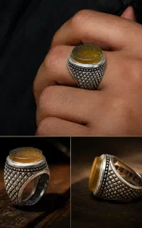 انگشتر مردانه عقیق زرد خاص و متفاوت