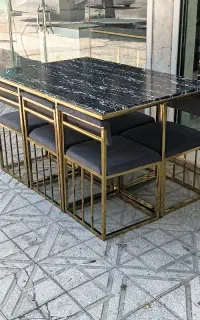 میز و صندلی ناهارخوری نهار خوری کمجا ۶ نفره فلزی