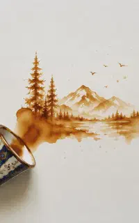 با قهوه‌ نقاشی کن