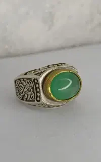 انگشتر نگین عقیق سبز
