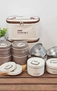 لانچ باکس ۴تایی ظرف غذا نگهدارنده استیل مسافرتی
