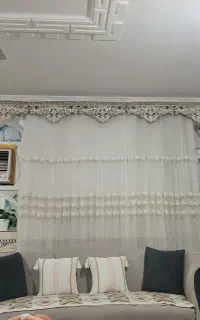 پرده تور گلدار