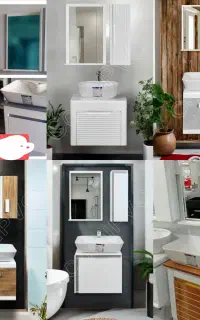 فول ست روشویی کابین دار pvc+ آیینه+باکس+سنگ