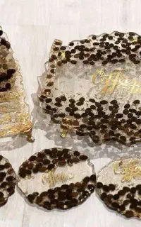 زیرلیوانی و تابلو بادونه قهوه طبیعی