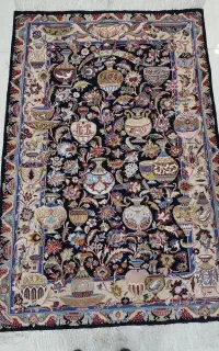 قالیچه 4 متری طرح کاسه کوزه دستباف