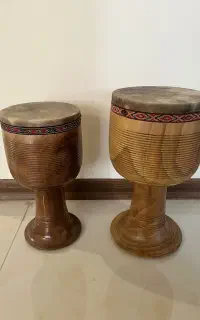 دو عدد تنبک شیرانی کوچک و متوسط