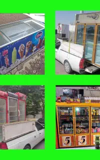 فروشنده و خریدار یخچال صنعتی ایستاده بستنی مکعبی