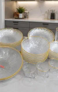 سرویس چینی  سولو لب طلایی شیک  ۴۶تکه