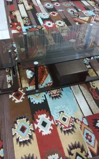 جلو مبلی و عسلی شیشه ای  با دو تا کشو