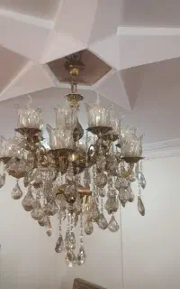 لوستر ۲۰شاخه برنز و۲ لوستر کوچک تک لامپ آویز