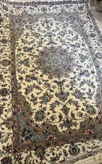 فروش فرش دستباف کاشان پشمی گل ابریشم سه متری آکبند