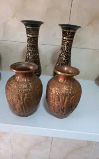 دوجفت گلدان مسی و برنز هندی