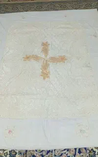 لحاف ملیله دوزی شده با دست مخمل سفید