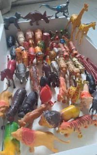 تعدادی اسباب بازی و حیوانات