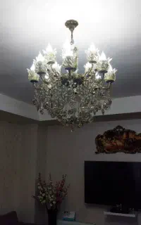 لوستر  هشت شاخه برنز شانزده شعله کاملا سالم