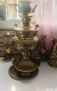 سماور برنجی زغالی 6لیتری