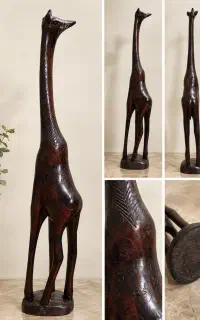 مجسمه زرافه چوبی دکوری