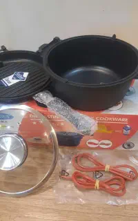 ست چندکاره زودپز ، قابلمه، ماهیتابه چدنی اصلی