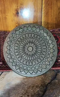 سینی دیوارکوب قدیمی،قلم اصفهان،طرح خاص و غرق قلم