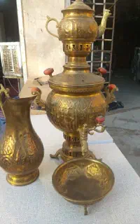 سماور زغالی کلکسیونی برنجی درحد