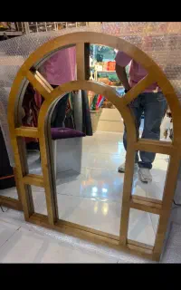 آینه کنسولی چوبی مدل پنجره ای
