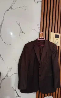 کت نو رنگ قهوه‌ای یکی چهار خانه سایز ۵۲و ۵۰