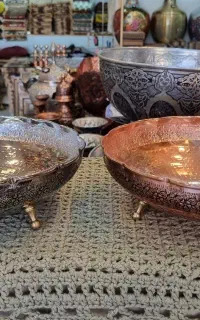 ظروف مسی گلدار