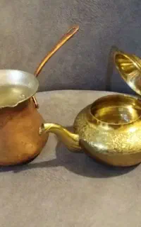 قوری برنجی هندی شیر داغ مسی
