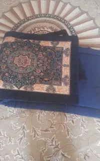 دوعدد کنارفرشی سورمه ای نونو