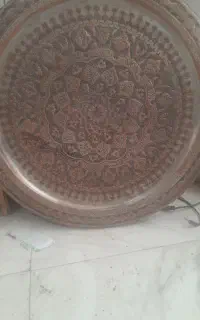 سینی یا دیوار کوب مسی قلم قدیمی