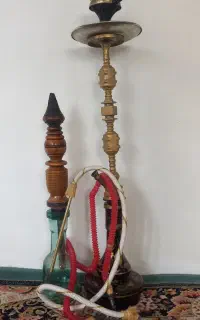 دو عدد قلیون چوب گردو و برنجی