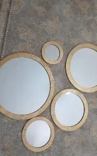 آینه ۵ تیکه گرد قاب طلایی