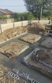 آرماتوربندی، بلوک چینی، بتن ریزی