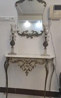 آینه کنسول شمعدانی برنجی