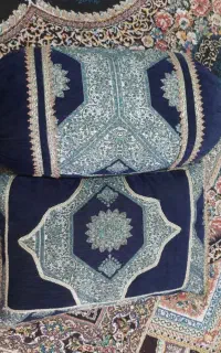 بالشت و پشتی سنتی ترمه رنگ سرمه‌ای ۲۰ عدد