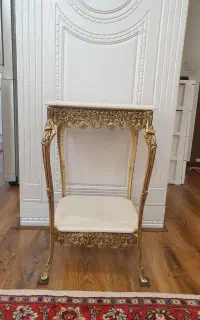 میز تلفن دو طبقه برنجی