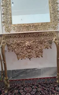 آینه کنسول و شمعدان طرح برنز
