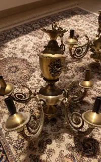 لوستر برنجی طلایی پنج شعله