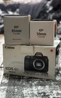 دوربین و لنزهای کنون یکجا 6d ii /85mm1.8 / 50mm1.8