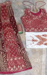 لباس ساری هندی آینه کاری شده با لوازم نو نو