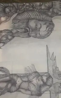 فروش دوقطعه نقاشی روی پارچه با خودکارمشکی