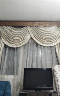 پرده والون دار و زیره سفید و توری