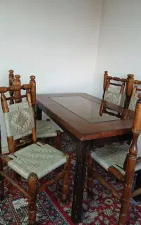 صندلی حصیری چوبی  آنتیک
