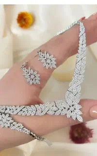ست کامل نقره با روکش آب طلا سفید