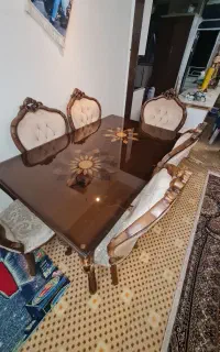 میز غذا خوری درجه ۱ تمام چوب منبت کاری شده