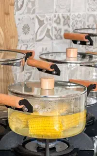 قابلمه پیرکس حرارت مستقیم دسته چوبی ترکیه ای