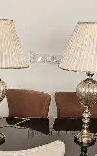 دو عدد آباژور رومیزی سایز بزرگ طوقه کریستال